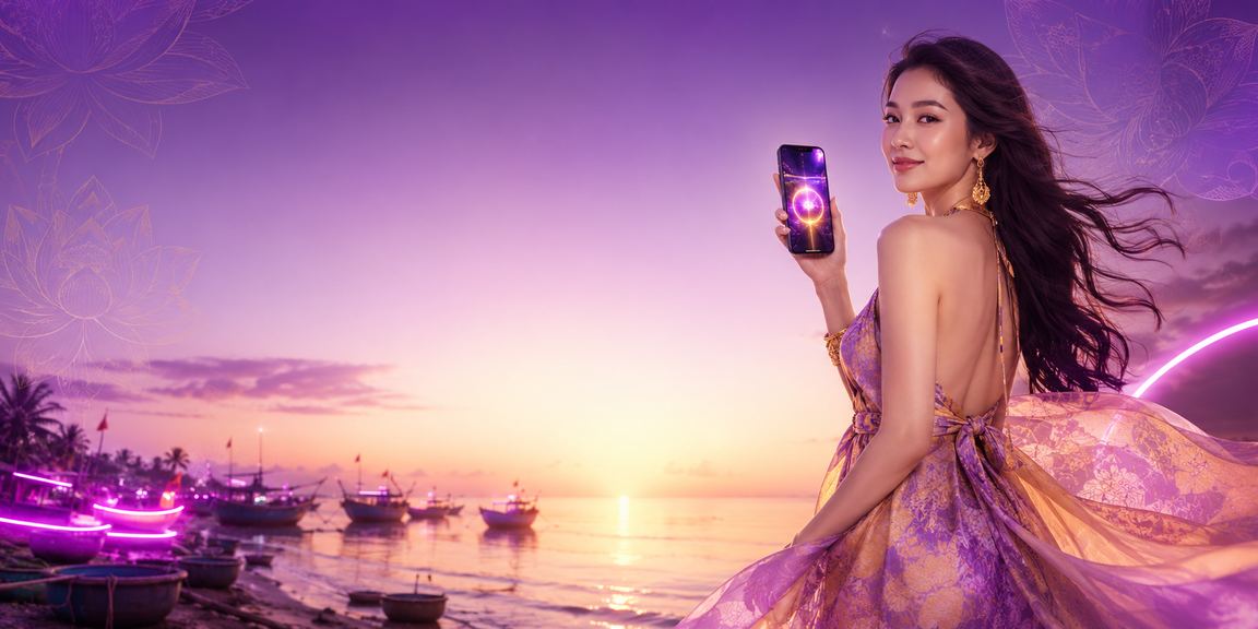 Người dùng truy cập 13r trên điện thoại tại bãi biển Mũi Né