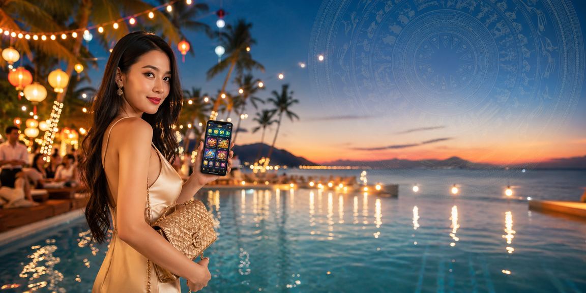 Người dùng tại Phú Quốc trải nghiệm ứng dụng casino trên bãi biển